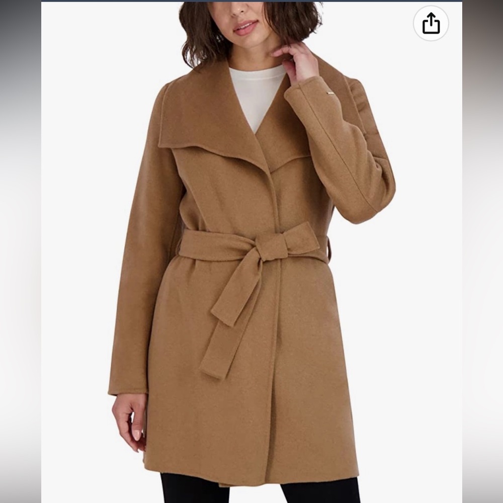Tan Belted Wool Blend Coat